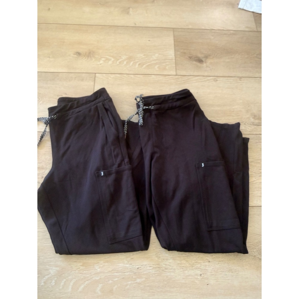 Jaanuu Women Scrub Pants Lot of 2 Brown Cargo Drawstring Uniform MP Petite 193